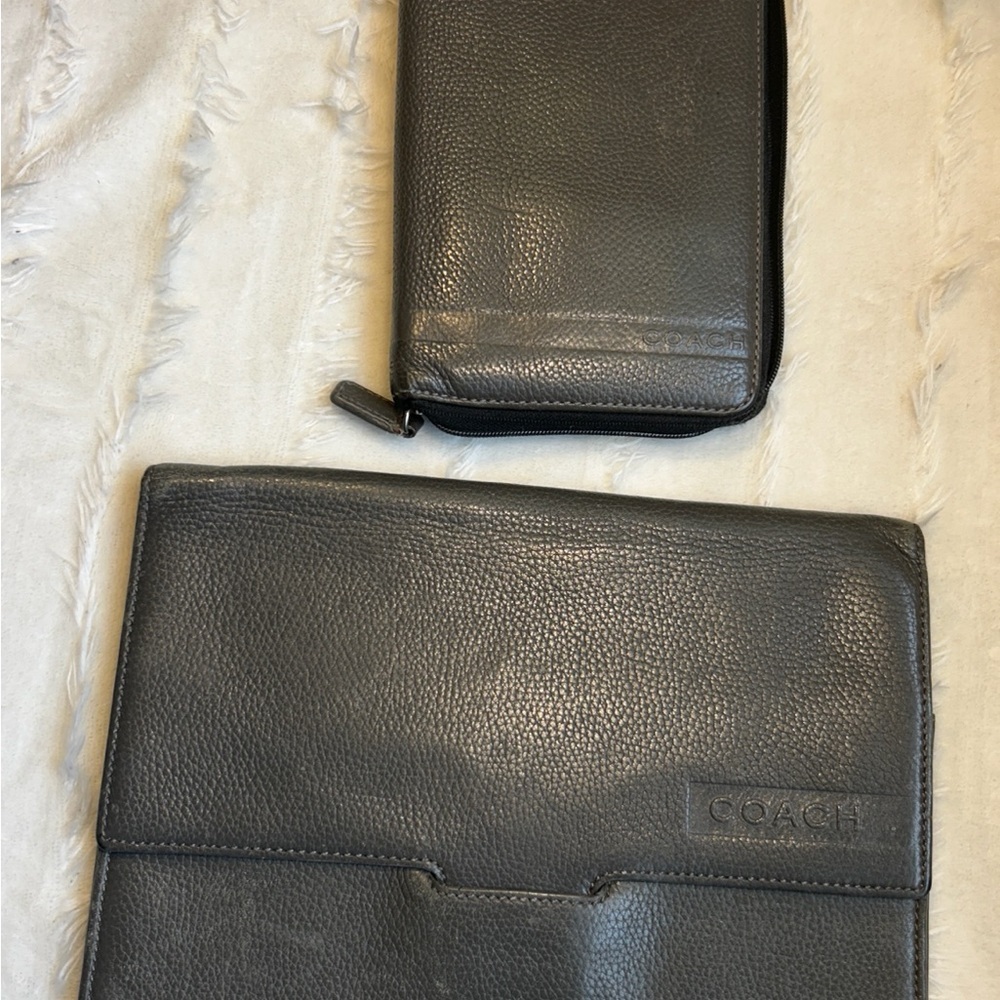 Coach Charcoal Leather IPad and Travel Wallet